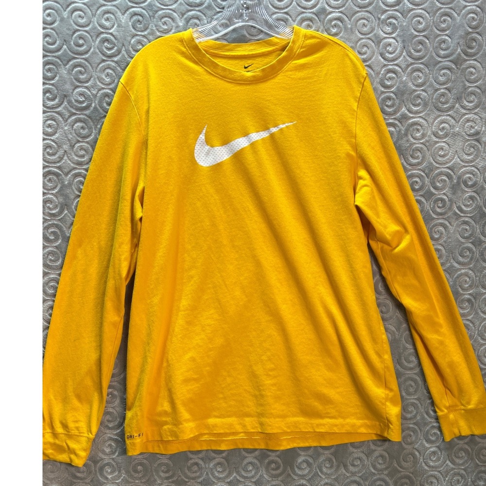 Nike Long-Sleeve Dri-FIT Tee in Yellow with White Swoosh